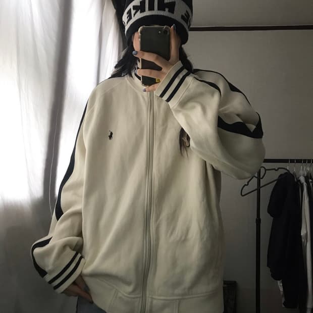 폴로 아이보리 오버핏 면집업