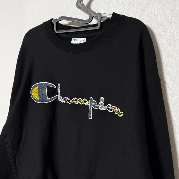 챔피온 빅로고 리버스위브 블랙 맨투맨