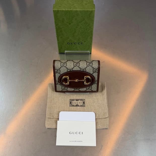 구찌 홀스빗 1955 카드케이스 반지갑 브라운