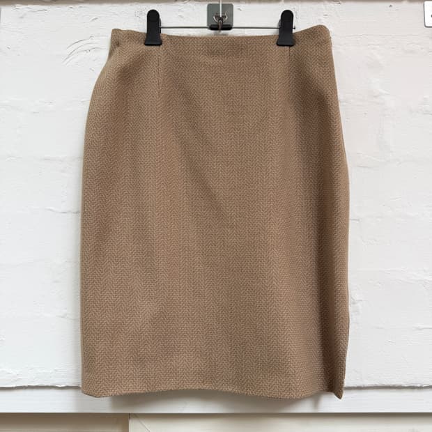 Giorgio Armani 울 헤링본 베이지 셋업 (스커트) 44