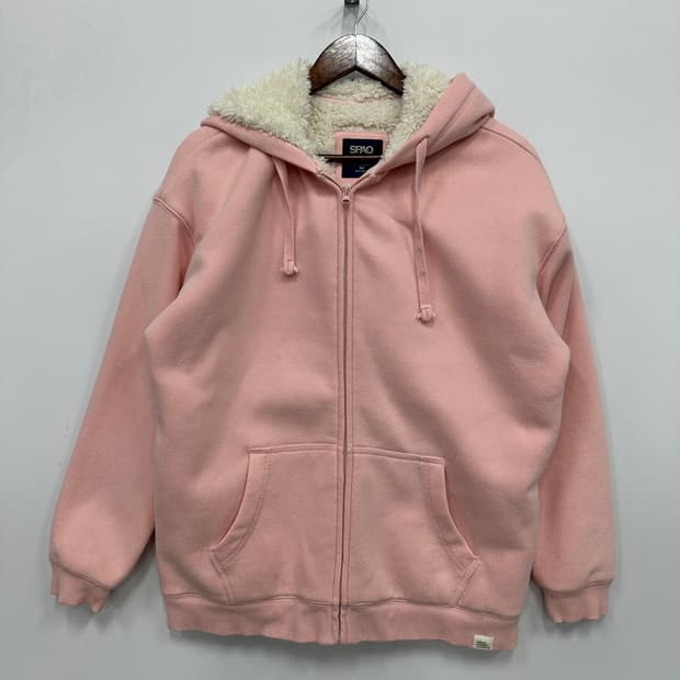 스파오 핑크 털후드집업