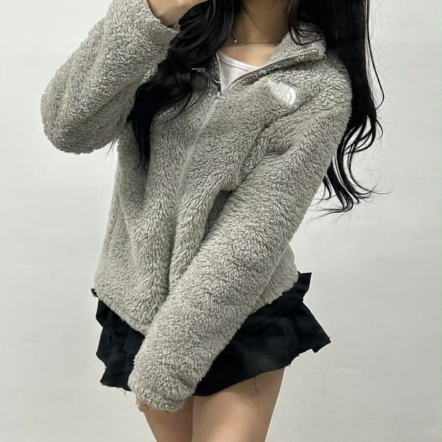 노스페이스 그레이 걸즈 플리스 자켓 쉐르파 후리스(XS)