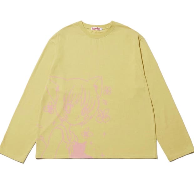 잇자바이브 itzavibe 캣걸앤플라워 롱 슬리브 티셔츠 미소녀