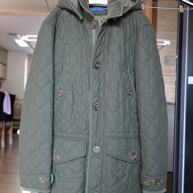 폴로 랄프로렌 퀼팅 후드 자켓 M 올리브그린