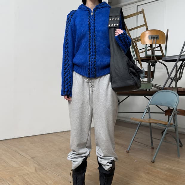 OPEN YY 레이스업 라운지 팬츠 그레이 m