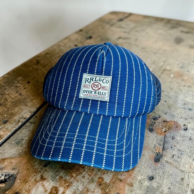 RRL 더블알엘 인디고 와바시 메쉬 트러커 캡 모자