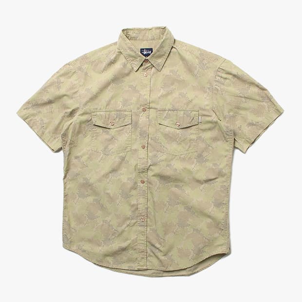  STUSSY "Yellow Pattern Half Shirts"