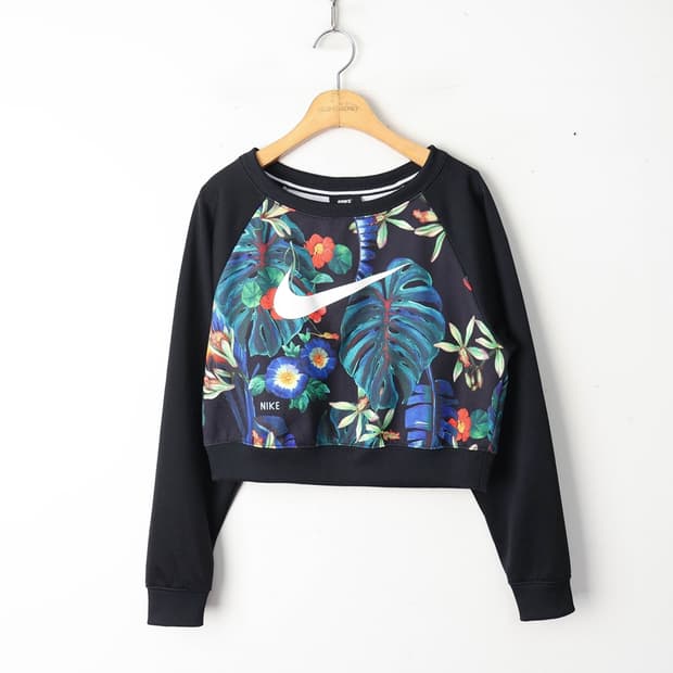 55/나이키 프린트 크루넥 크롭 탑 