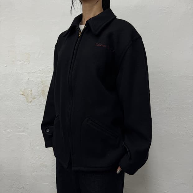 아비렉스(AVIREX) 블랙 포레스트 서비스 패치로고 울 블루종 자켓 M