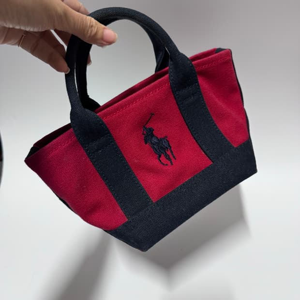 폴로 랄프로렌 캔버스 미니 토트백 레드