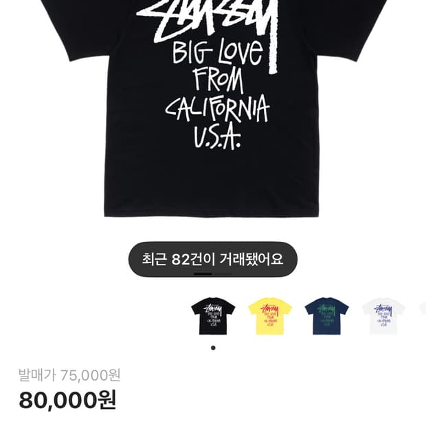 스투시 반팔 검정 XXL
