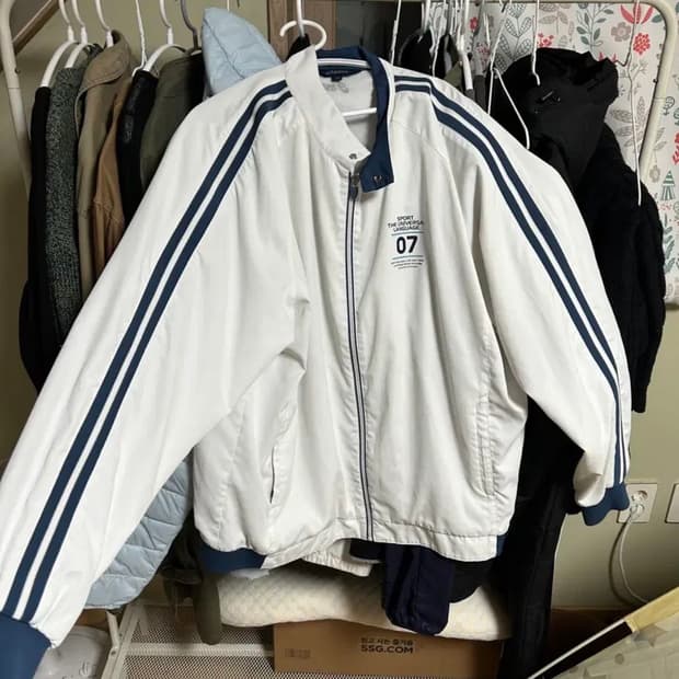 아식스 흰색 트랙탑 져지 