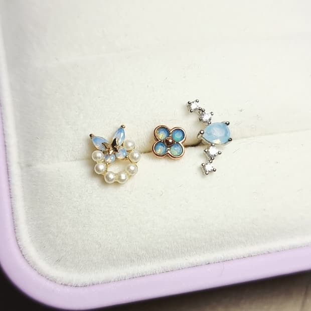 써지컬 피어싱 세트 일괄 - 스카이블루 (새상품)