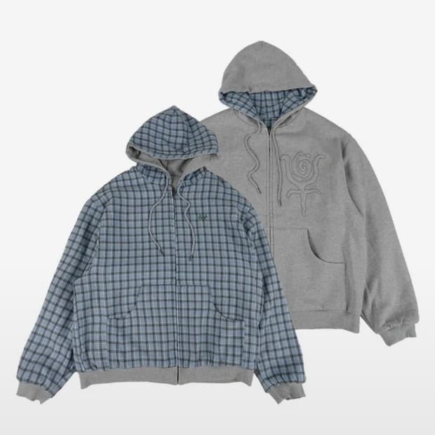 이알티알 후드집업 Reversible Check Hoodie Zip-Up