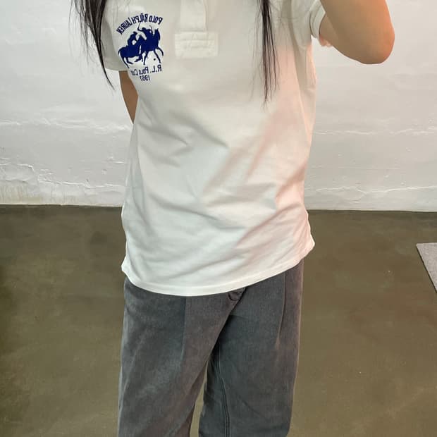 폴로 랄프로렌 빅포니 화이트 카라티 L