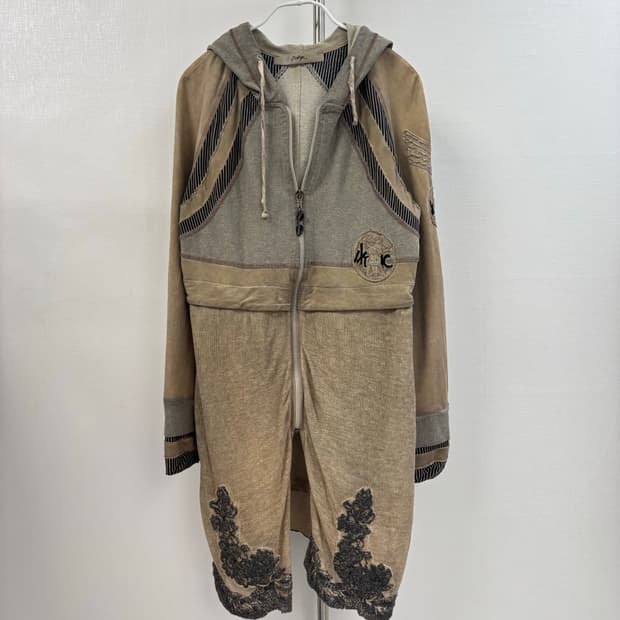 Bottega 그런지 더티 워싱 후드 레이어드 집업