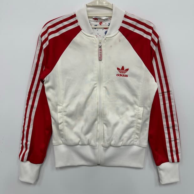 아디다스 슈퍼걸 흰빨 져지 트랙탑 