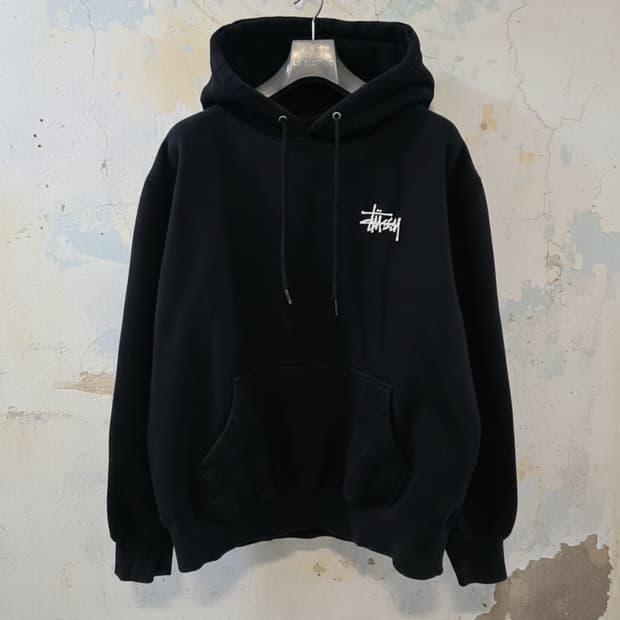 스투시 블랙 후드티 L