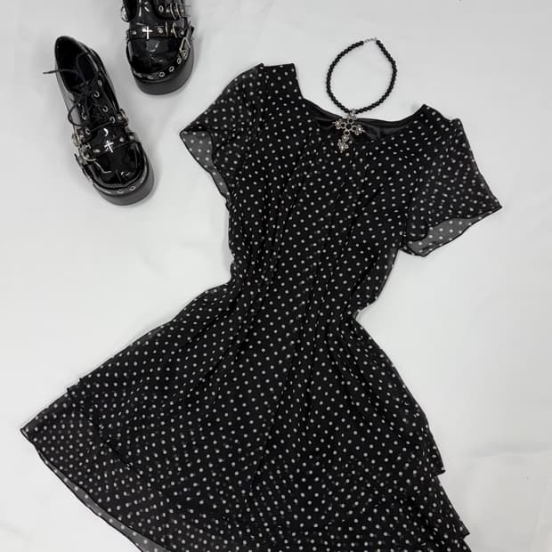 쉬폰 도트 땡땡이 캉캉 미니원피스