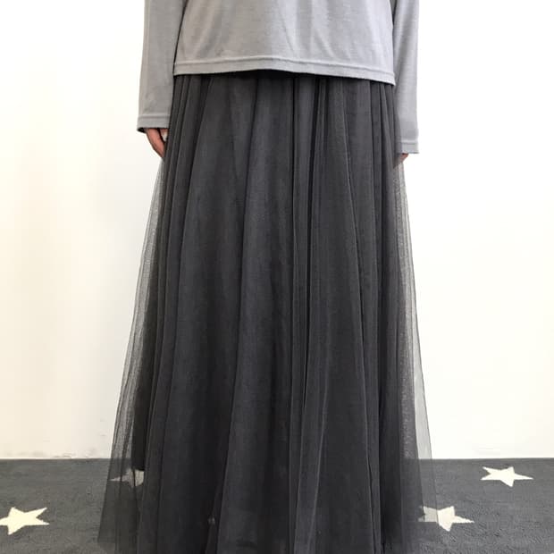 Jpn Gray Poly Long Skirts