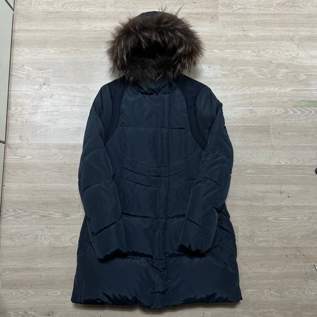 닉스 여성 라쿤퍼 후드 덕다운 롱패딩 점퍼 [다크 네이비] S/90