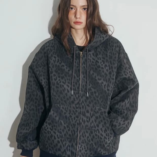 오피쉬 레오파드 워크후드자켓