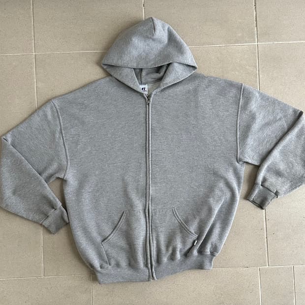 00s 빈티지 러셀 후드집업 그레이 XL