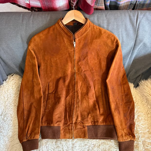 스웨이드 가죽 블루종 자켓