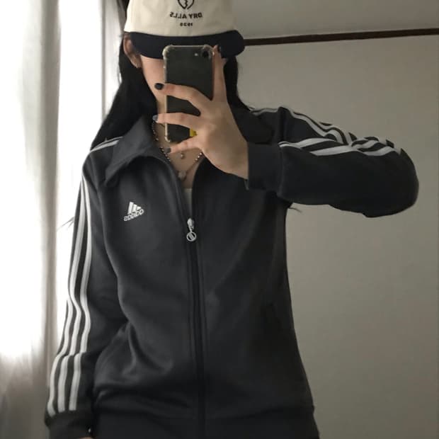 아디다스 그레이 빅로고 져지