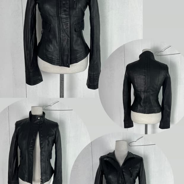 빈티지 y2k 00s 긱시크 펑크 블랙 가죽 자켓