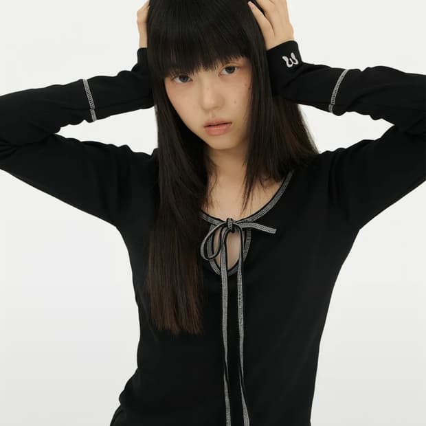 미레코 스티치 리본 티 STITCH RIBBON T