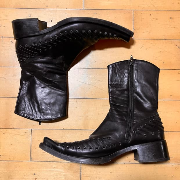 하이더 아커만 빈티지 롱노즈 코르셋 스퀘어 부츠 44 (275)