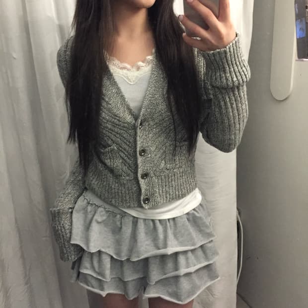 Free People 하구미 갸루 슬림핏 크롭 니트 가디건