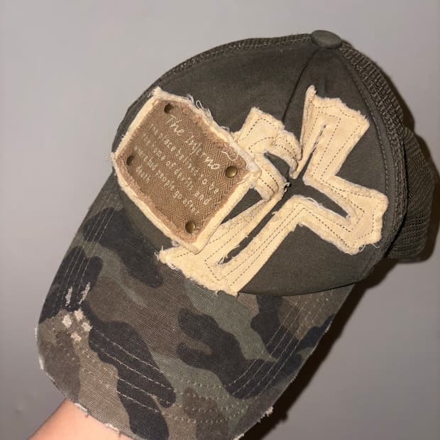빈티지 카모 캡 모자