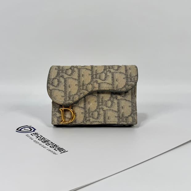 디올 오블리크 새들 플랩 카드지갑