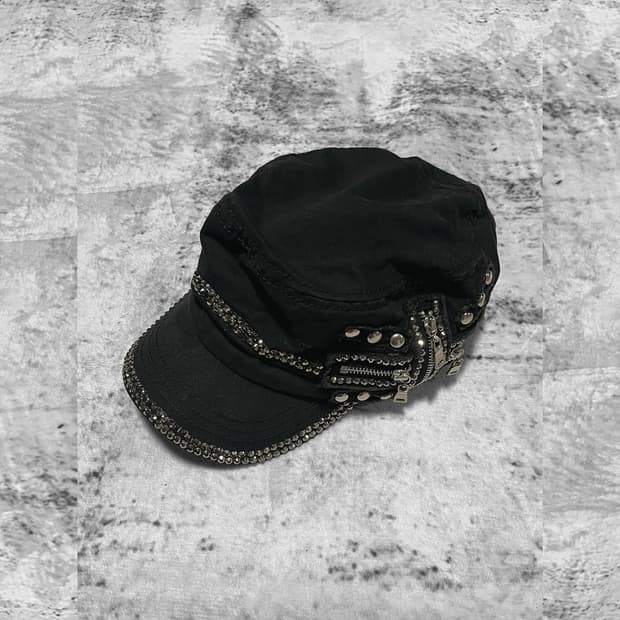 cross zipper punk cap 