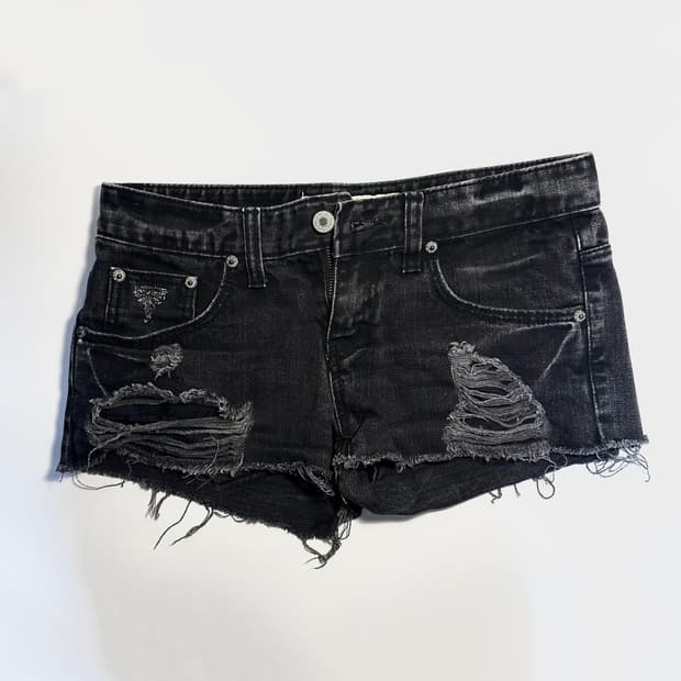 PUNK Y2K BLACK MICRO SHORTS 갸루 펑크 마이크로쇼츠