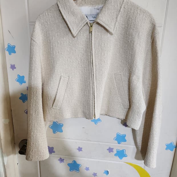 자라 트위드 크롭 자켓 아이보리 L