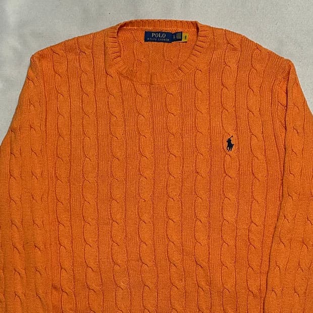 XL 폴로랄프로렌 오렌지 케이블 니트