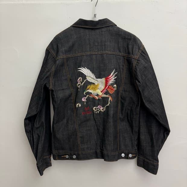 빈티지 에비수 자수 데님 자켓