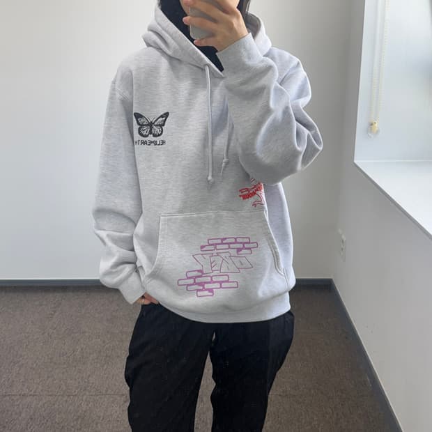 Obey 오베이 백 포인트 로고 멜란지 후드티