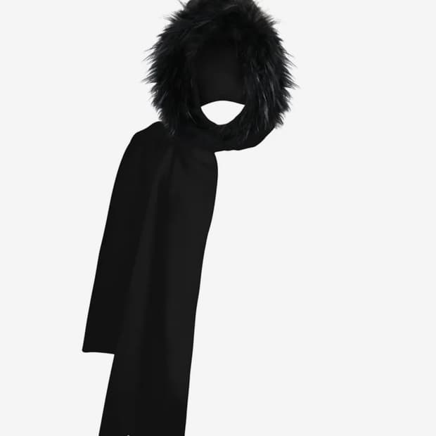 페인오어플레져 퍼 후드 머플러 바라클라바 블랙 유니섹스남녀공용