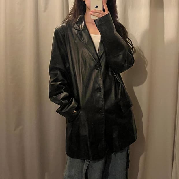 빈티지 소가죽 블레이저 자켓