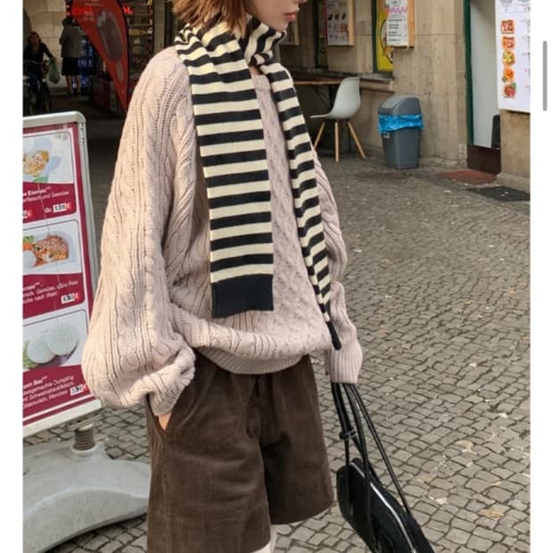 데일리쥬 란젤로 꽈배기 니트 빈티지핑크