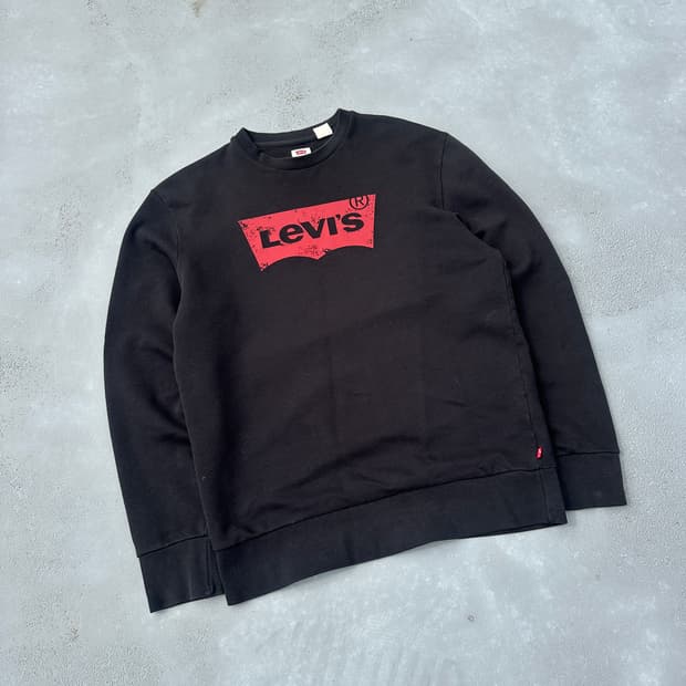 리바이스 빅로고 블랙 스웻 맨투맨 L