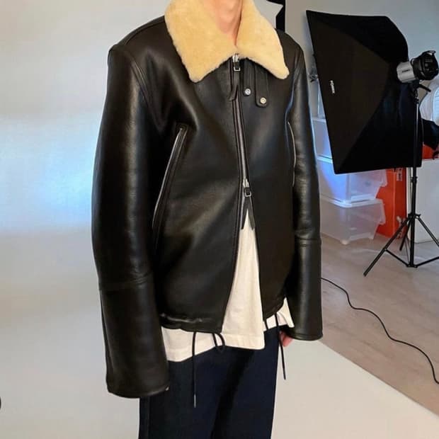 이얼즈어고 / 다크브라운 4 포켓 램스킨 무통 자켓 / S