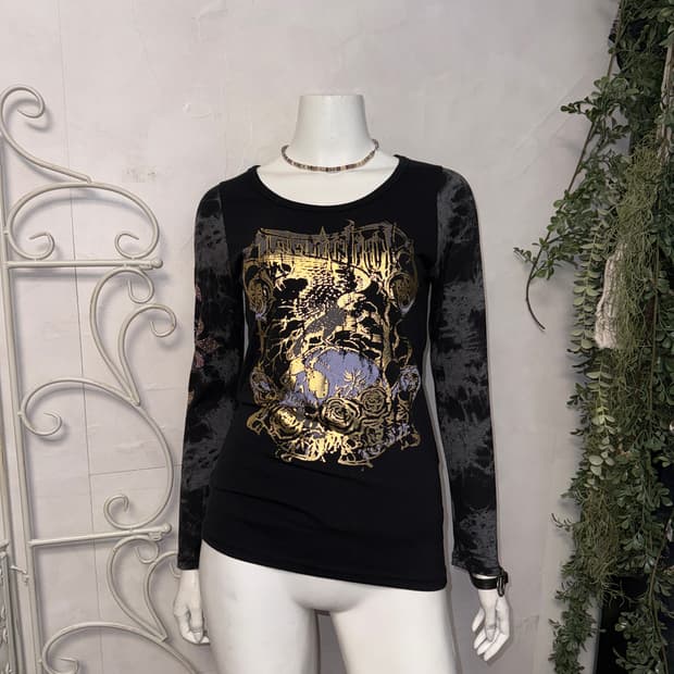 Black gold tie dye punk cubic sleeve
