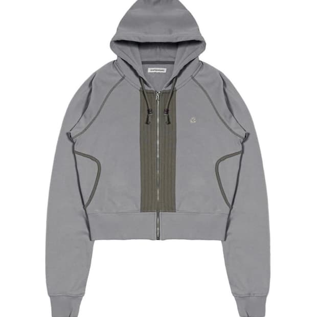 코이세이오 PUCKERING HOOD ZIP-UP LIGHT GREY