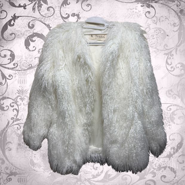 y2k 갸루 화이트 퍼자켓