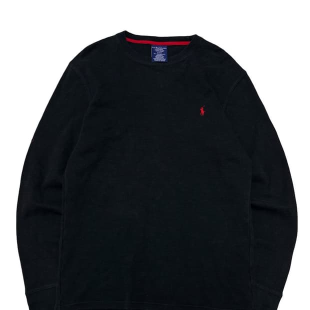 폴로 와플니트 롱슬리브 블랙